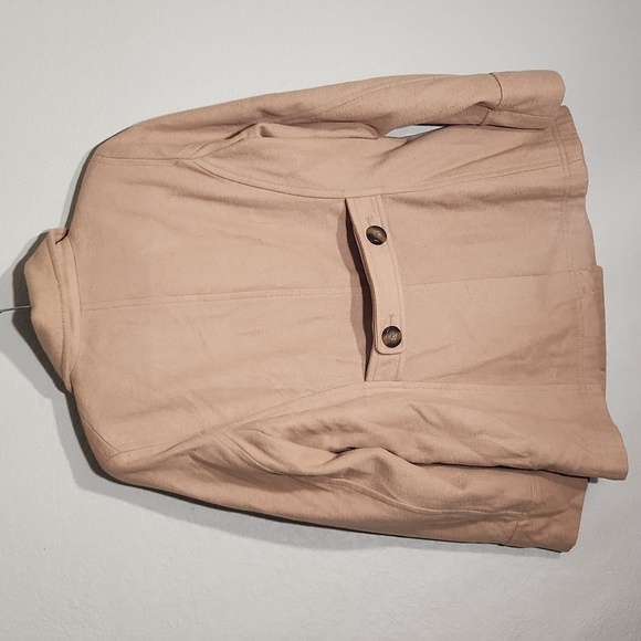 Old Navy Coat Pea Coat Medium Wool Blend Creme Carmel Light Brown Tan - Picture 3 of 14